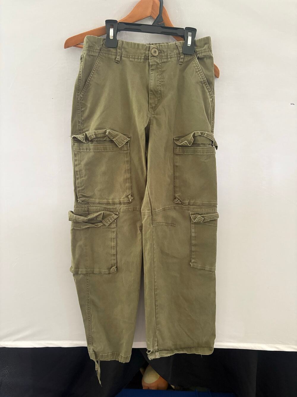 Refuge Olive Green Baggy Cargo Pants Women's S Juniors Elastic Waist Y2K
